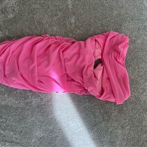 Bright Pink Ruched Tube Dress